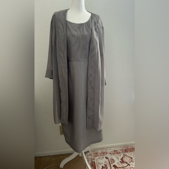 Maya Brooke Gray Dress with Jacket size 16 - Picture 1 of 13